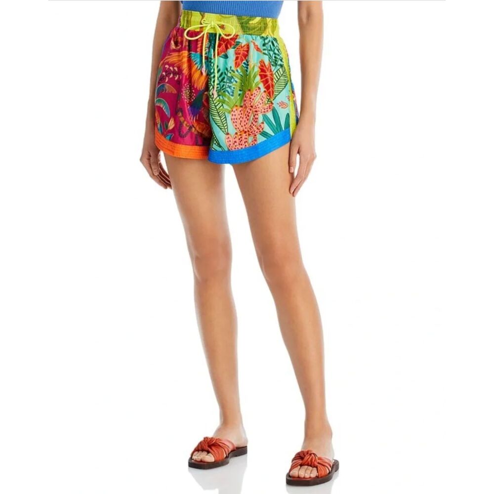 FARM RIO Mixed Tropical Print Nylon Shorts - large